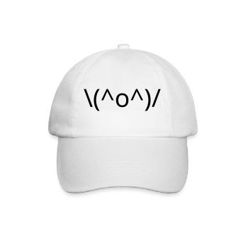 Freude Emote \(^o^)/ Arme hoch Kaomoji - Baseballkappe - Weiß/Weiß - Vorne