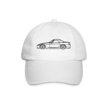 S2000 Line Silhouette – High‑Rev JDM Art - Baseballkappe - Weiß/Weiß - Vorne