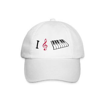 I love Piano, Klavier - Baseballkappe - Weiß/Weiß - Vorne
