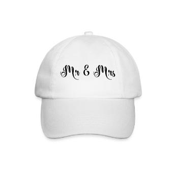 Mr & Mrs schönes Hochzeitsdesign - Baseballkappe - Weiß/Weiß - Vorne