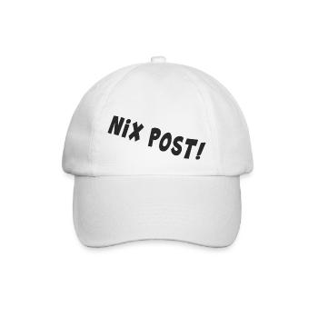 post postbote flaschenpost "nix post" - Baseballkappe - Weiß/Weiß - Vorne