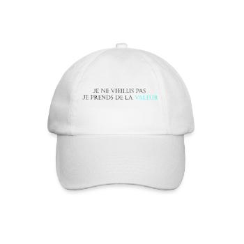 je ne vieillis pas je prend de la valeur humour - Casquette classique - blanc/blanc - Devant