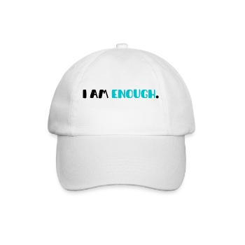 T-Shirt mit motivierender Phrase| "Ich bin genug" - Baseballkappe - Weiß/Weiß - Vorne