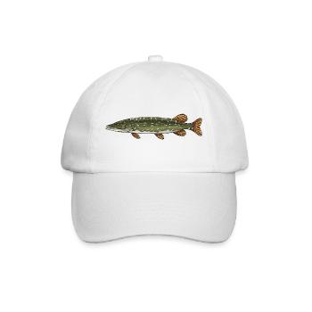 Pike Predator Fish Fishing Design - Baseball Cap - white/white - Front