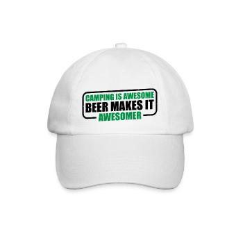 Camping is awesome, beer makes it awesomer 3 - Baseball Cap - white/white - Front