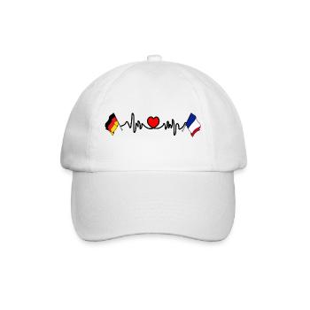 Cardio cardiaque avec drapeau de l’Allemagne et drapeau de la France - Casquette classique - blanc/blanc - Devant