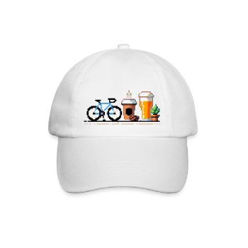 Radfahren, Bier & Kaffee - Perfekte Geschenkidee - Baseballkappe - Weiß/Weiß - Vorne