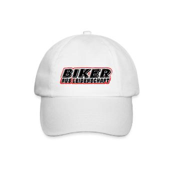 Motorrad Fahrrad Spruch - Biker aus Leidenschaft - Baseballkappe - Weiß/Weiß - Vorne