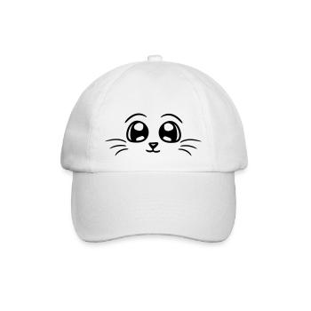 Pretty Cat Looking Happy Cheerful Smiling - Baseball Cap - white/white - Front