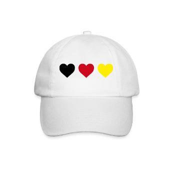 Herz Deutschland Herzen in Schwarz-Rot-Gold Design - Baseballkappe - Weiß/Weiß - Vorne