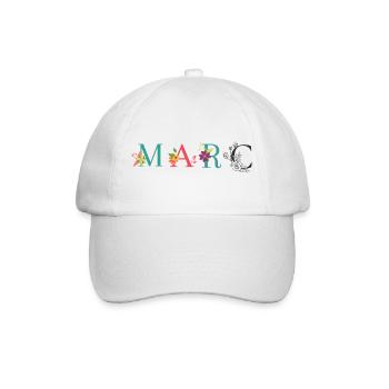 Art du nom MARC avec des fleurs brodées - Casquette classique - blanc/blanc - Devant