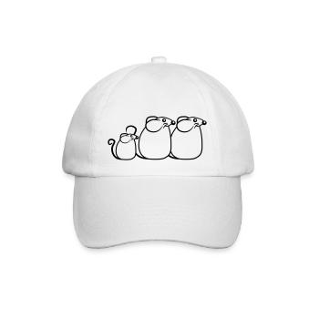 3 Mice Family Child Mom Dad Parents Row Cute - Baseball Cap - white/white - Front