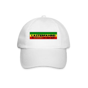 LASTERFAHREI - Do Reggae Mi Ned Auf! REGGAE Eckig - Baseballkappe - Weiß/Weiß - Vorne