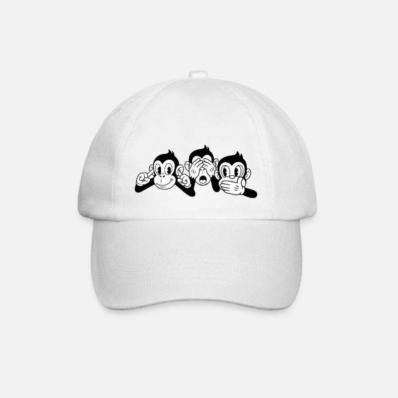 3 wise monkeys - Baseball Cap - white/white