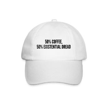 50% Kaffee 50% Existenzangst - Baseballkappe - Weiß/Weiß - Vorne