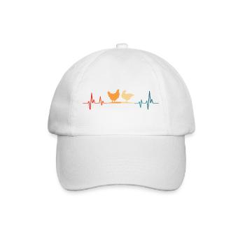 Chicken Retro Heartbeat Chickens - Baseball Cap - white/white - Front