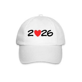 2026 mit Herz. Silvester & Neujahr Vorfreude Glück - Baseballkappe - Weiß/Weiß - Vorne