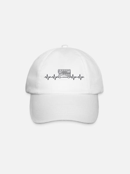 London Doppedecker Bus ECG Heartbeat - Baseball Cap - white/white