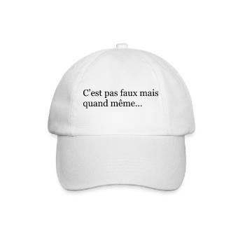 C’est pas faux mais quand même- Noir - Casquette classique - blanc/blanc - Devant