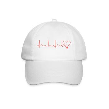 Herzschlag Design mit Stethoskop - Baseballkappe - Weiß/Weiß - Vorne