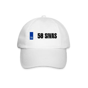 58 Sivas Kennzeichen | Türkisches Kennzeichen - Baseballkappe - Weiß/Weiß - Vorne
