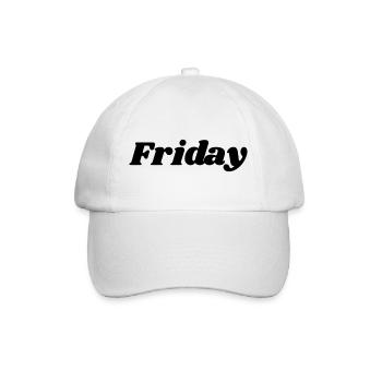 Friday – Black lettering - Baseball Cap - white/white - Front