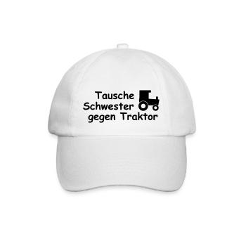 tausche schwester gegen traktor - Baseballkappe - Weiß/Weiß - Vorne