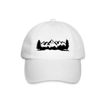 Mountains with snow, forest and trees - Baseball Cap - white/white - Front