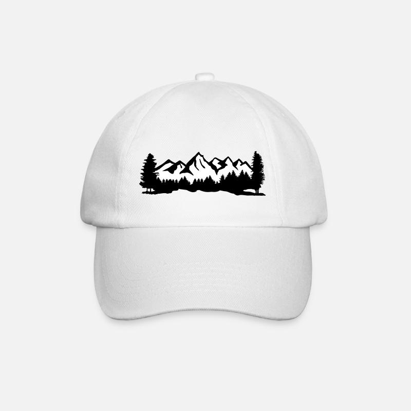 Montagnes avec neige, forêt et arbres - Casquette classique - blanc/blanc