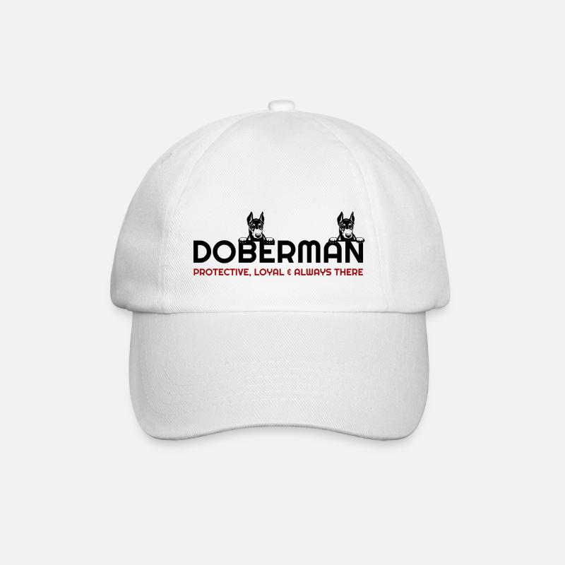 Ich liebe Dobermänner, Dobermänner, Dobermannhunde, Hunde - Baseballkappe - Weiß/Weiß