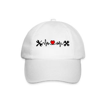 Tools with heart cardiogram - Baseball Cap - white/white - Front