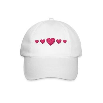 Geometric Hearts Pink Polygon Design Love - Baseball Cap - white/white - Front