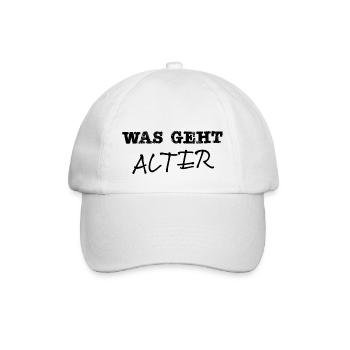 Was geht Alter - Baseballkappe - Weiß/Weiß - Vorne