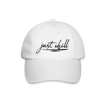Just Chill Text Logo - Baseballkappe - Weiß/Weiß - Vorne