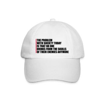 drinks from enemies skulls - Baseball Cap - white/white - Front