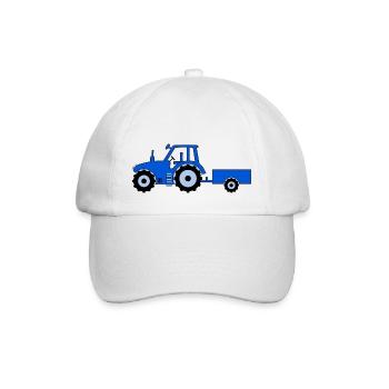 Tractor with trailer blue - Baseball Cap - white/white - Front