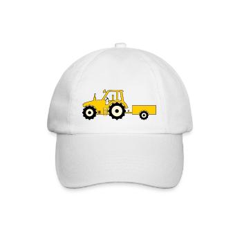 Tractor with trailer yellow - Baseball Cap - white/white - Front