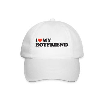 I love my boyfriend heart shirt - Baseball Cap - white/white - Front