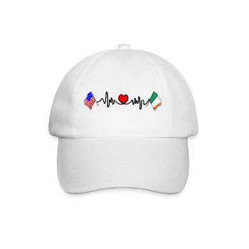 Cardio Heart with USA Flag and Ireland Flag - Baseball Cap - white/white - Front