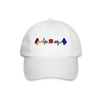 Cardioherz mit Flagge Deutschland und Flagge Europa - Baseballkappe - Weiß/Weiß - Vorne