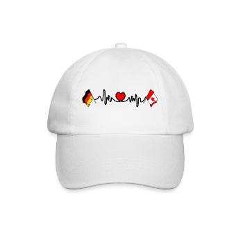 Cardioherz mit Flagge Deutschland und Flagge Kanada - Baseballkappe - Weiß/Weiß - Vorne