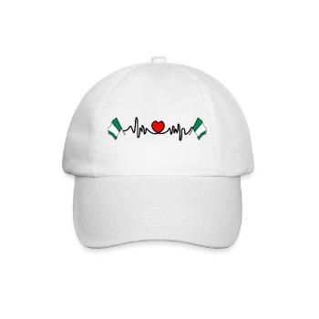 Herzfrequenz-Cardio für Nigeria - Baseballkappe - Weiß/Weiß - Vorne