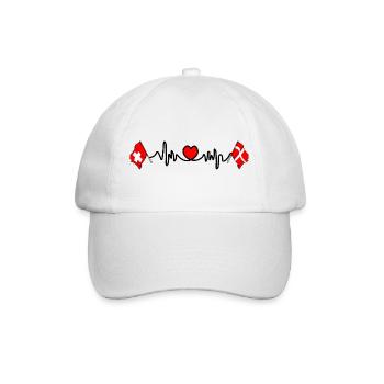 Cardio coeur Drapeau Suisse, drapeau Danemark - Casquette classique - blanc/blanc - Devant