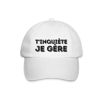 T inquiète je gère - Casquette classique - blanc/blanc - Devant