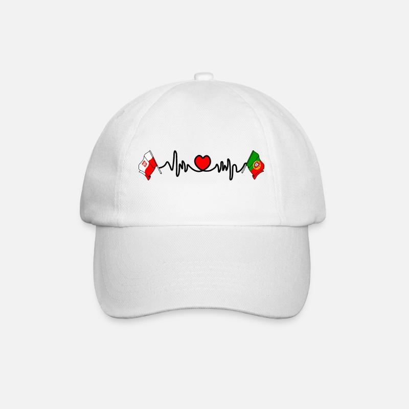 Cardio heart Drapeau Pologne, drapeau Portugal - Casquette classique - blanc/blanc