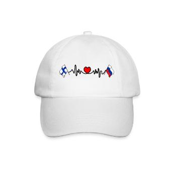 Cardio heart Flag Finland, flag Russia - Baseball Cap - white/white - Front