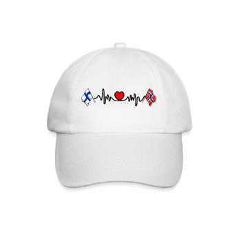 Cardio heart Flag Finland, flag Norway - Baseball Cap - white/white - Front