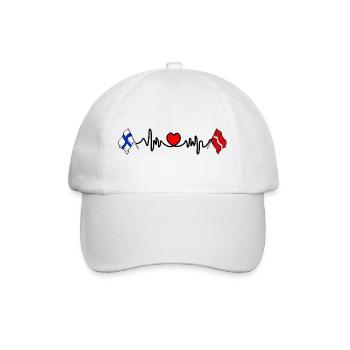 Cardio heart Flag Finland, flag Latvia - Baseball Cap - white/white - Front