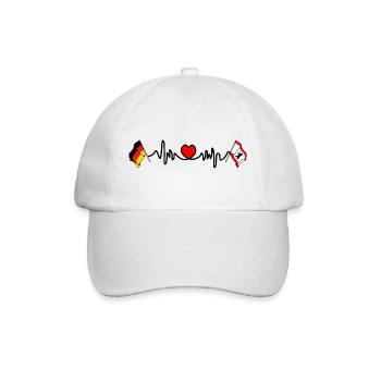 Cardio Herz Flagge Deutschland, Berlin - Baseballkappe - Weiß/Weiß - Vorne