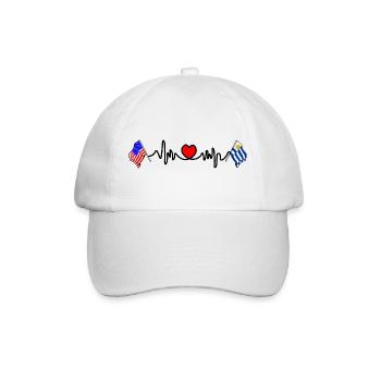 Cardio heart with USA flag and Uruguay flag - Baseball Cap - white/white - Front